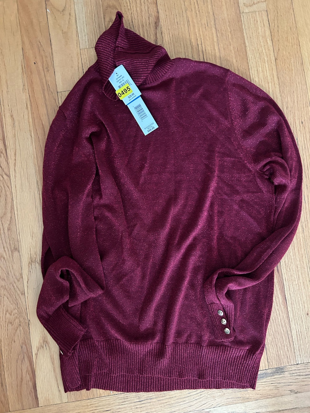 NWT Joseph a. Sparkling Burgundy Turtleneck Sweater